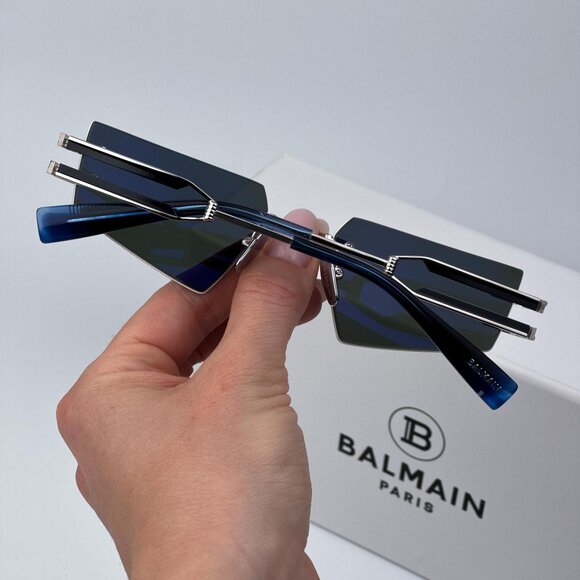 Balmain FIXE BPS-123E-54 Women BRAND NEW Sunglasses Titanium Silver Blue Mirror - Picture 3 of 12